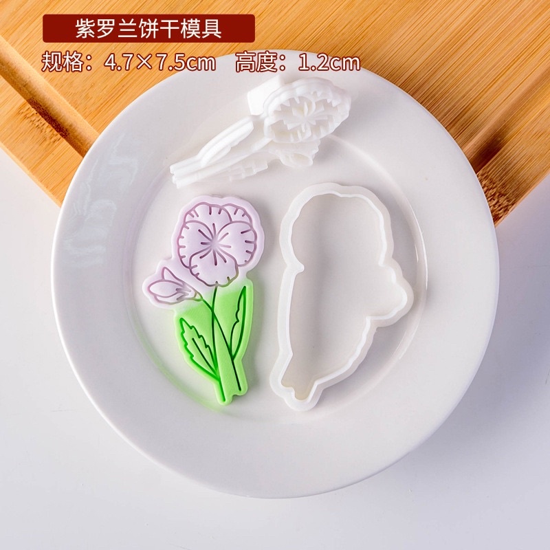 khuôn nhấn nhựa tạo hình hoa cho bánh cookies