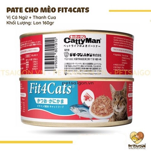 [CHÍNH HÃNG] PATE CÁ NGỪ ĐÓNG HỘP FIT4CATS CHO MÈO LON 160G