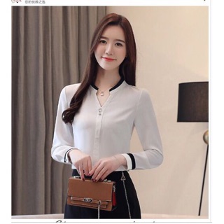 Áo cổ trụ phối viền