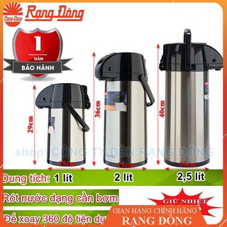 [GIAO HÀNG HOẢ TỐC]Phích Nước Rạng Đông 1 Lít, 2 Lít, 2,5 Lít Inox, Rót Nước Dạng Cần Bơm, Đế Xoay 360 Độ