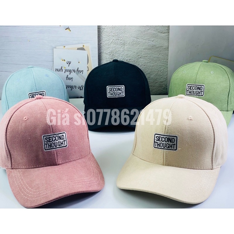 Nón kết lưỡi trai nhung thêu chữ tem nhỏ thời trang - mũ kết nam nữ thời trang trẻ