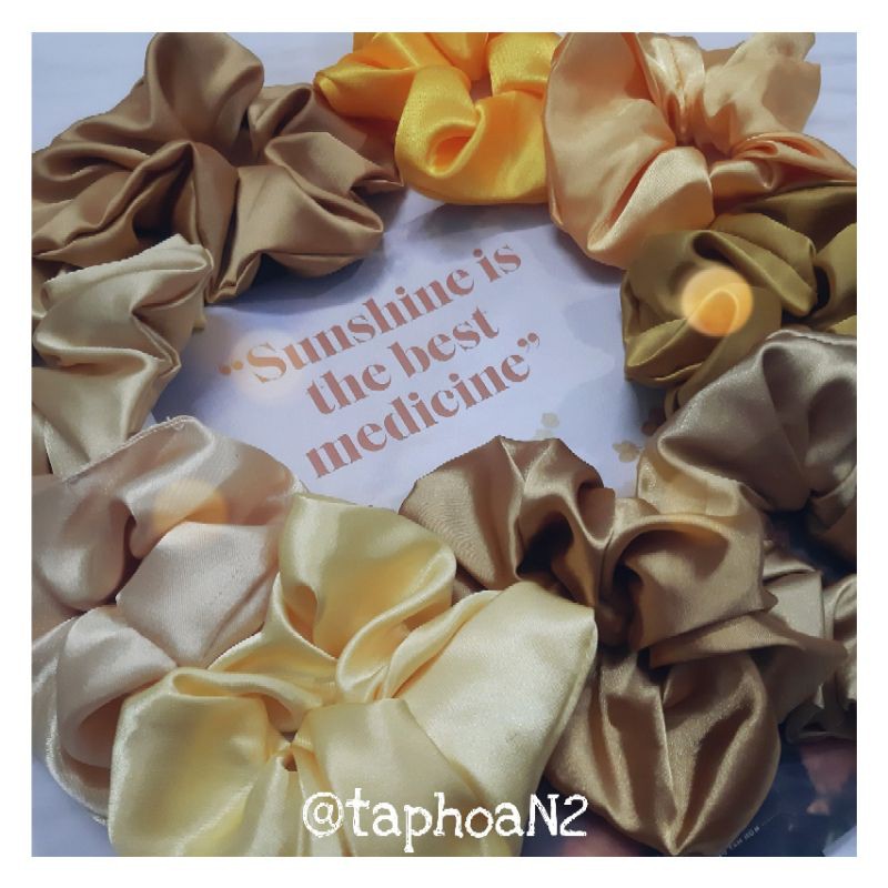 💥💥💥 [Thanh lí] CỘT TÓC SCRUNCHIES TRƠN PHI BÓNG - TÔNG VÀNG 💥💥💥