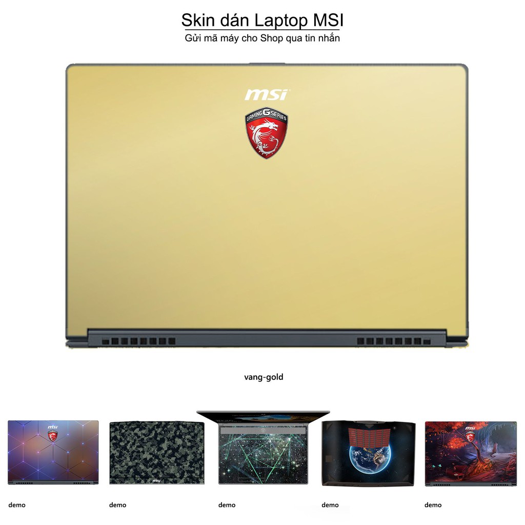 Skin dán Laptop MSI màu vàng gold (inbox mã máy cho Shop)