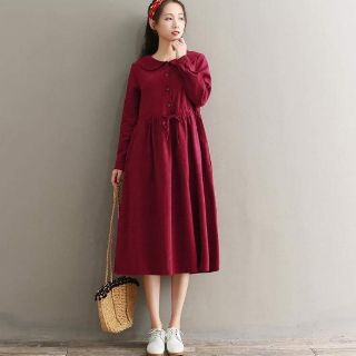 ĐẦM THẮT EO ĐỎ ĐÔ CỔ SEN
