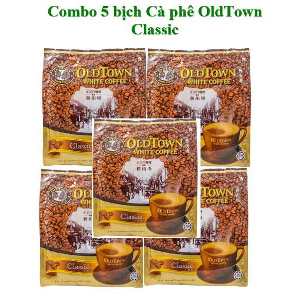 Combo 5 bịch cà phê trắng OldTown white coffee hàng nhập khẩu