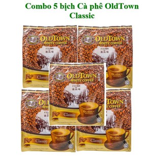 Date 2024 Combo 5 bịch cà phê trắng OldTown white coffee hàng nhập khẩu