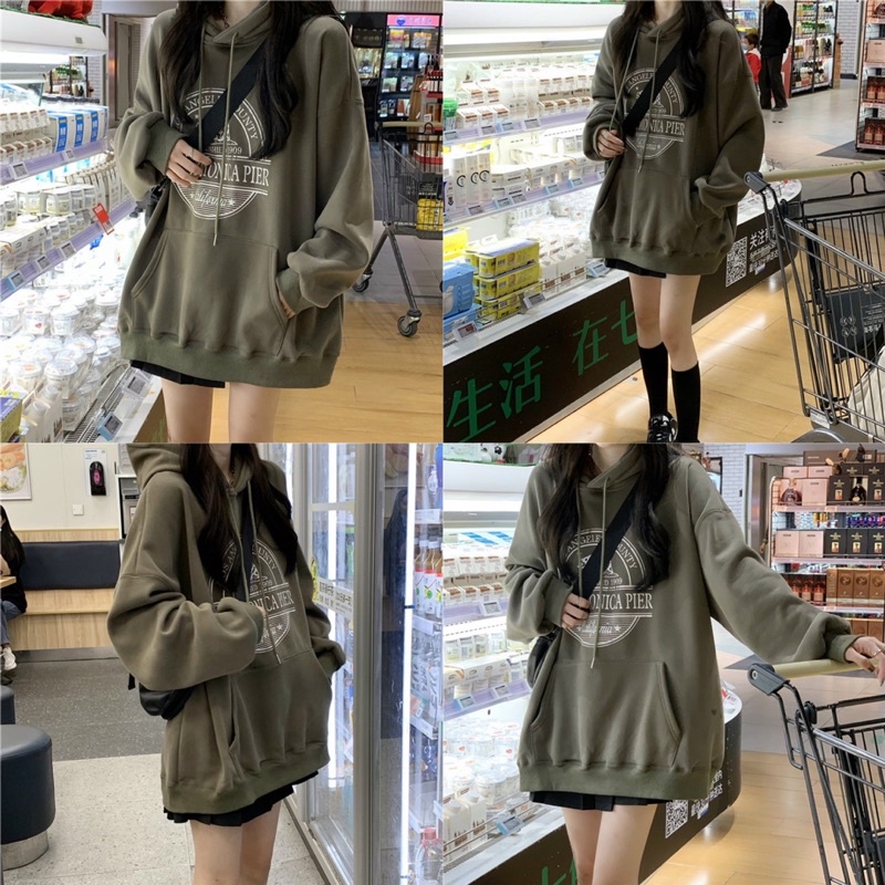 Áo Hoddie Nỉ Mũ 2 Lớp Pier Nữ 🎀 Áo Có Mũ from Rộng Hình dập nhiệt, hàng may kỹ nỉ dày dặn | BigBuy360 - bigbuy360.vn