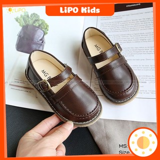 Giày lười búp bê trẻ em Giày da mềm phong cách Anh bé trai bé gái- GL044