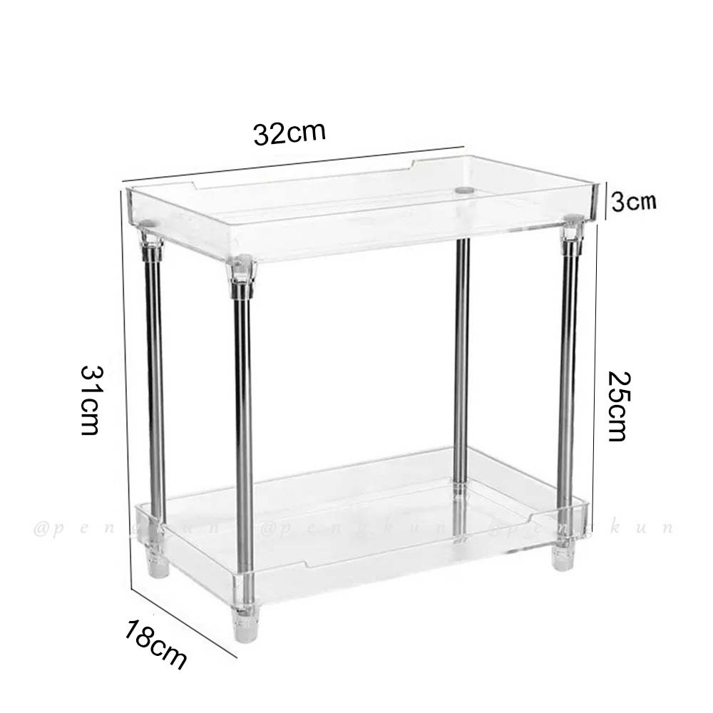 Kệ Đựng Mỹ Phẩm Hai Tầng Cỡ Lớn Trong Suốt Chống Thấm Nước Phong Cách ins Đơn Giản Cho Phòng Tắm/Phòng Ngủ