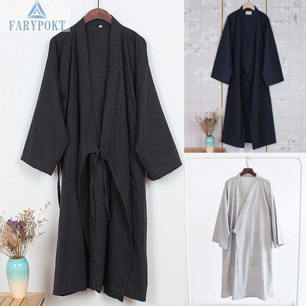 Men Bathrobe Pajamas Print Baggy Robe Sleepwear Yukata Japanese Kimono