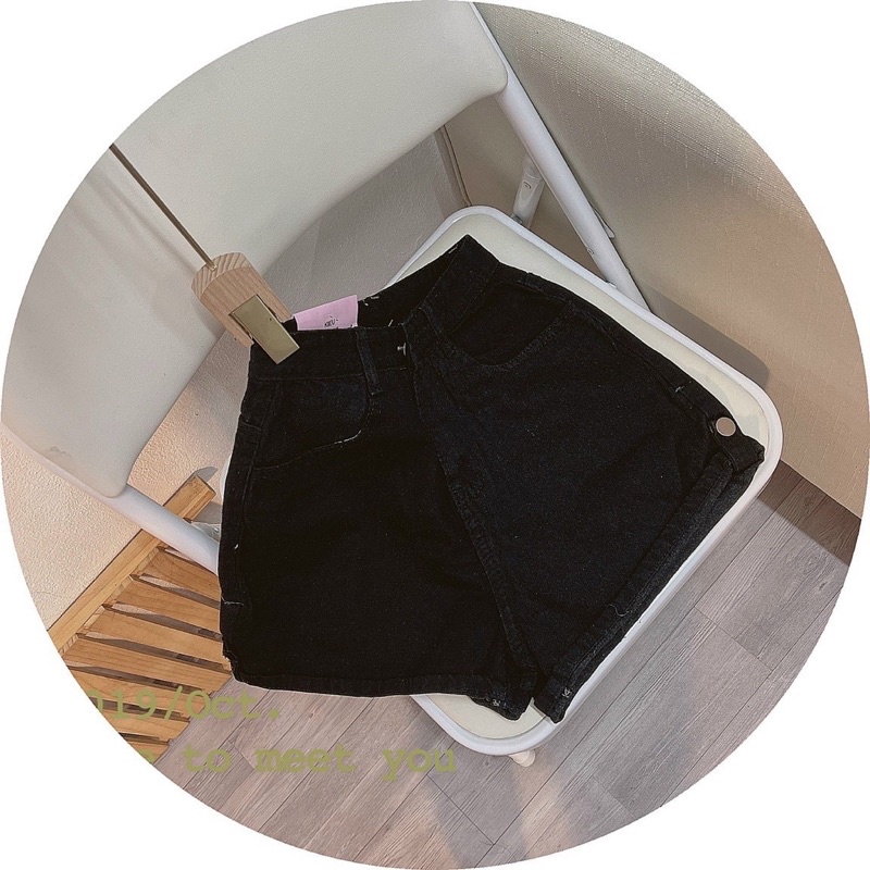 Quần short jeans lật lai gài nút