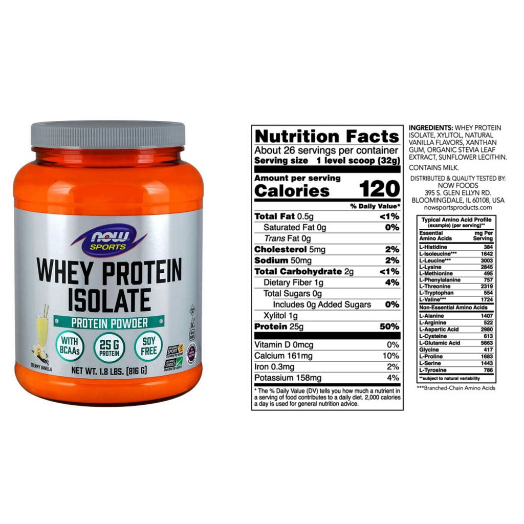 Whey Protein Isolate, Creamy Vanilla - Các axit amin có khả năng hấp thụ nhanh, dễ tiêu hóa cho người luyện tập 816 gram