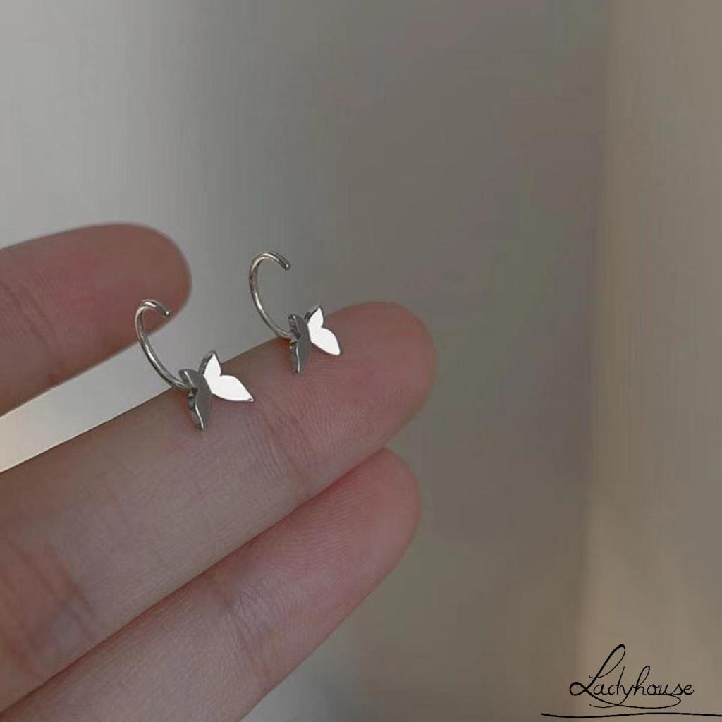 Bông tai kim loại hình bướm màu sắc đơn giản thời trang cho nữ