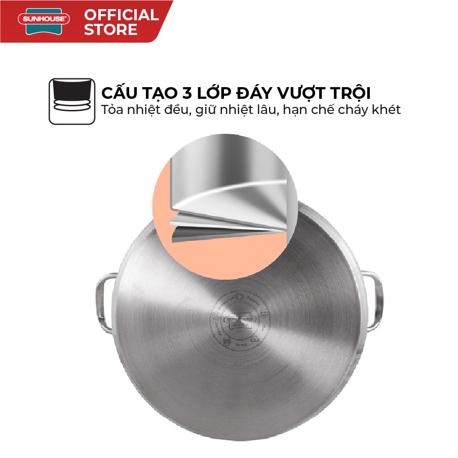 [Mã LIFESH4 giảm 10% đơn199K] Nồi luộc gà inox 3 đáy SUNHOUSE SH28LG