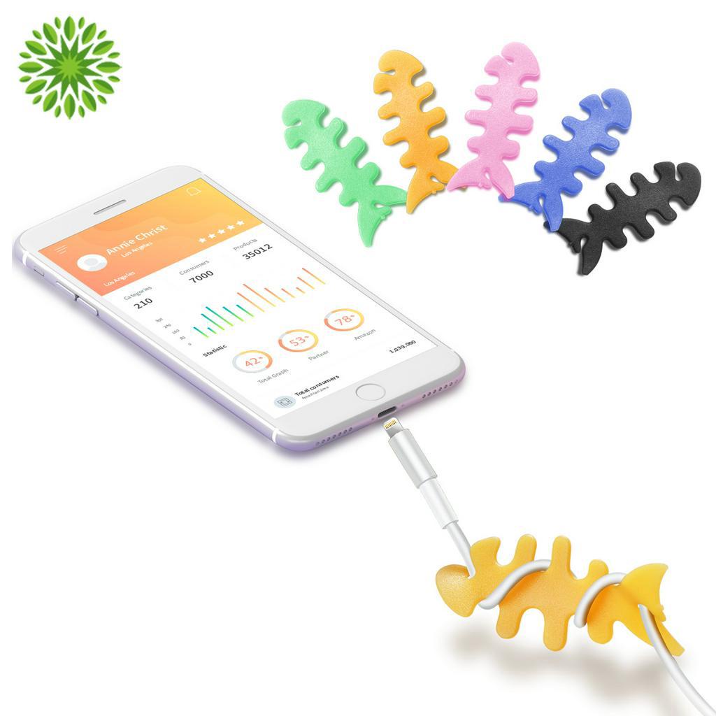 Dụng cụ quấn dây cáp/tai nghe bằng silicon thiết kế hình xương cá mã CR1