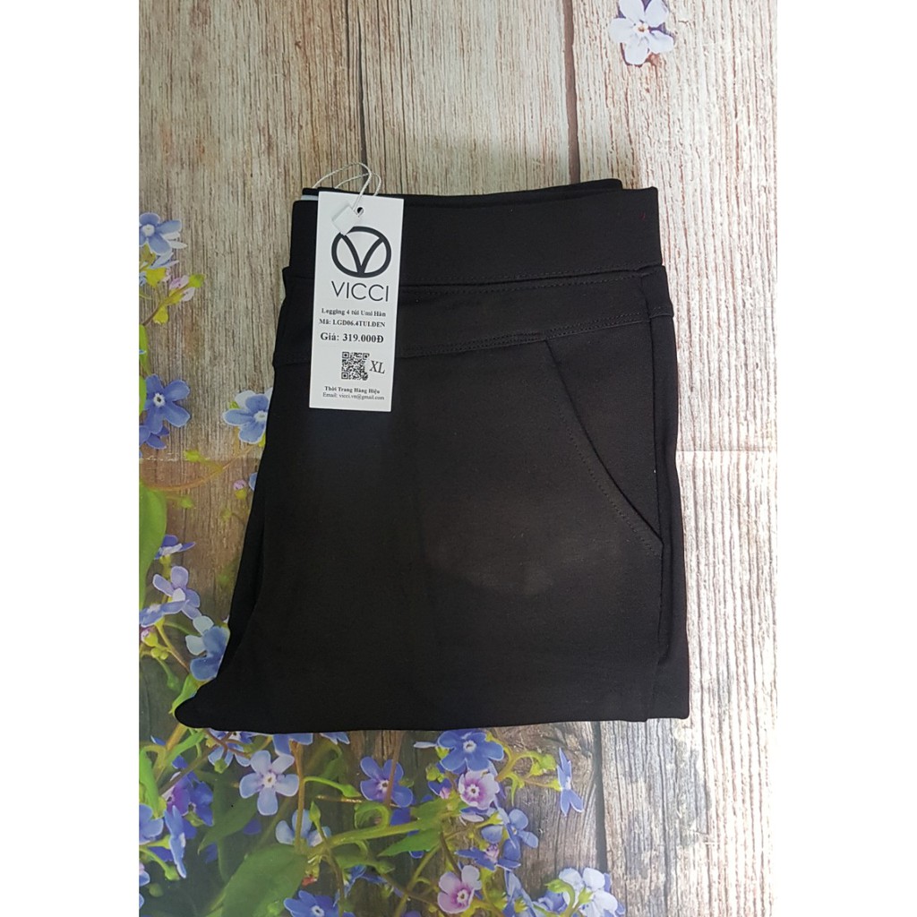 Xả kho siêu sốc Quần Legging Vicci dáng dài 4 túi vải đen . | BigBuy360 - bigbuy360.vn
