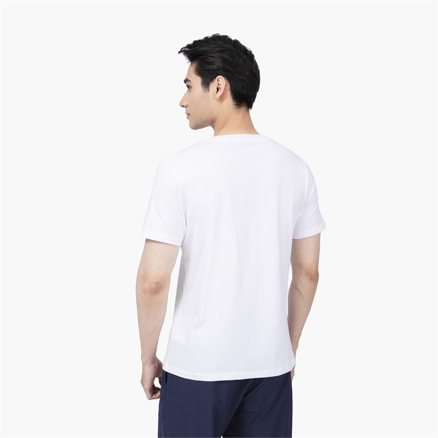 Áo Thun Nam Ngắn Tay ARISTINO ATS010S2 Áo Phông T-Shirt suông vừa trơn màu phối kẻ ngang ngực vải cotton cao cấp Cao Cấp