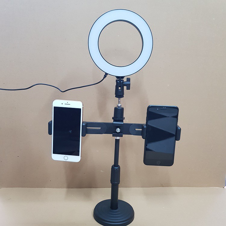 Đèn Livestream 16cm, Đèn Livestream Để Bàn Cao 55cm Có 2 Giá Đỡ Điện Thoại Quay Video, Livestream, Tiktok, Mẫu Mới 2020