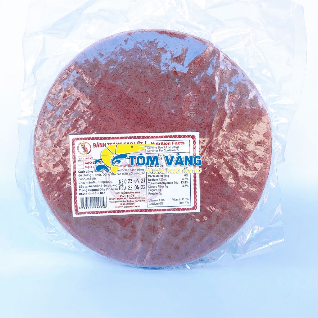 Bánh Tráng Gạo Lứt Cát Thủy- Gói 500g - Tôm Vàng