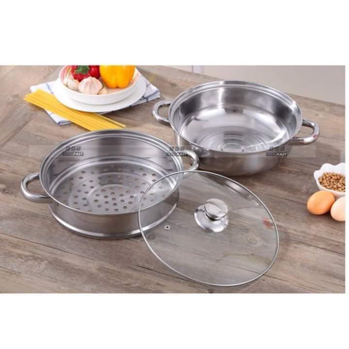 [XẢ KHO+FREE SHIP] Nồi lẩu kèm xửng hấp inox 2 tầng đa năng