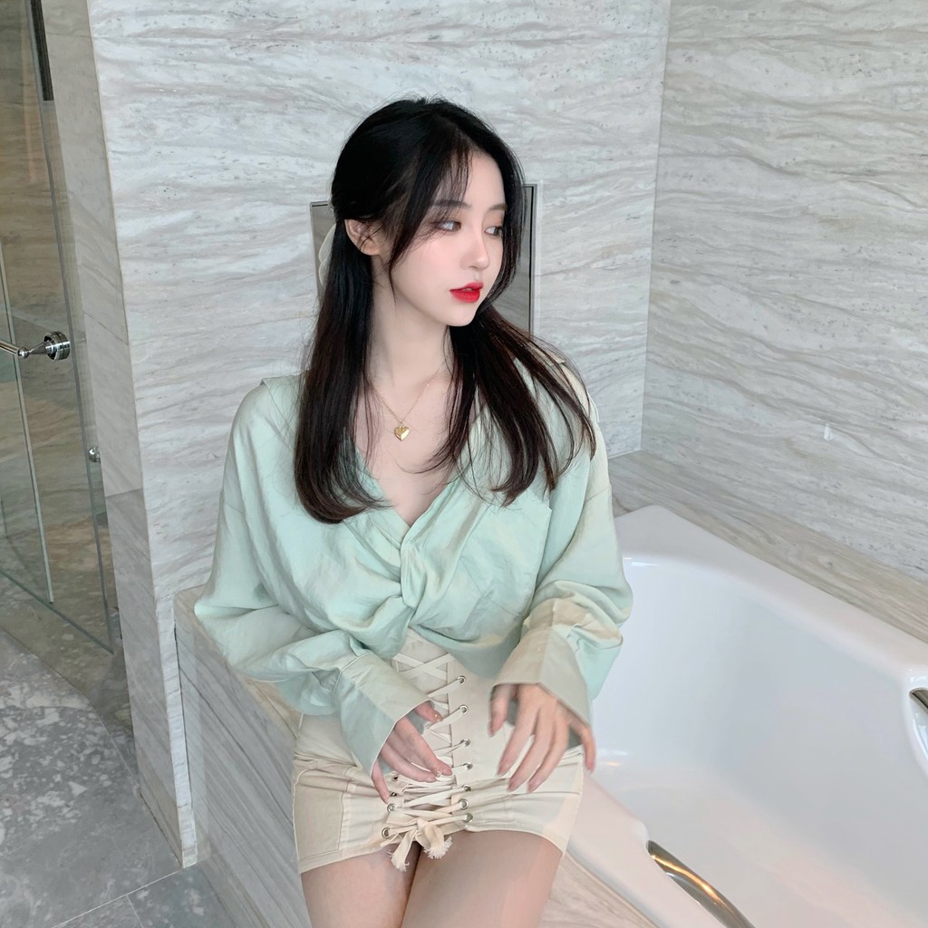 Chân váy chữ a đan dây nữ mini Emilyshop