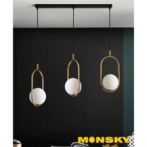 Bộ đèn thả MONSKY JAVAN trang trí nội thất cao cấp kèm thanh ngang bắt trần và bóng LED chuyên dụng