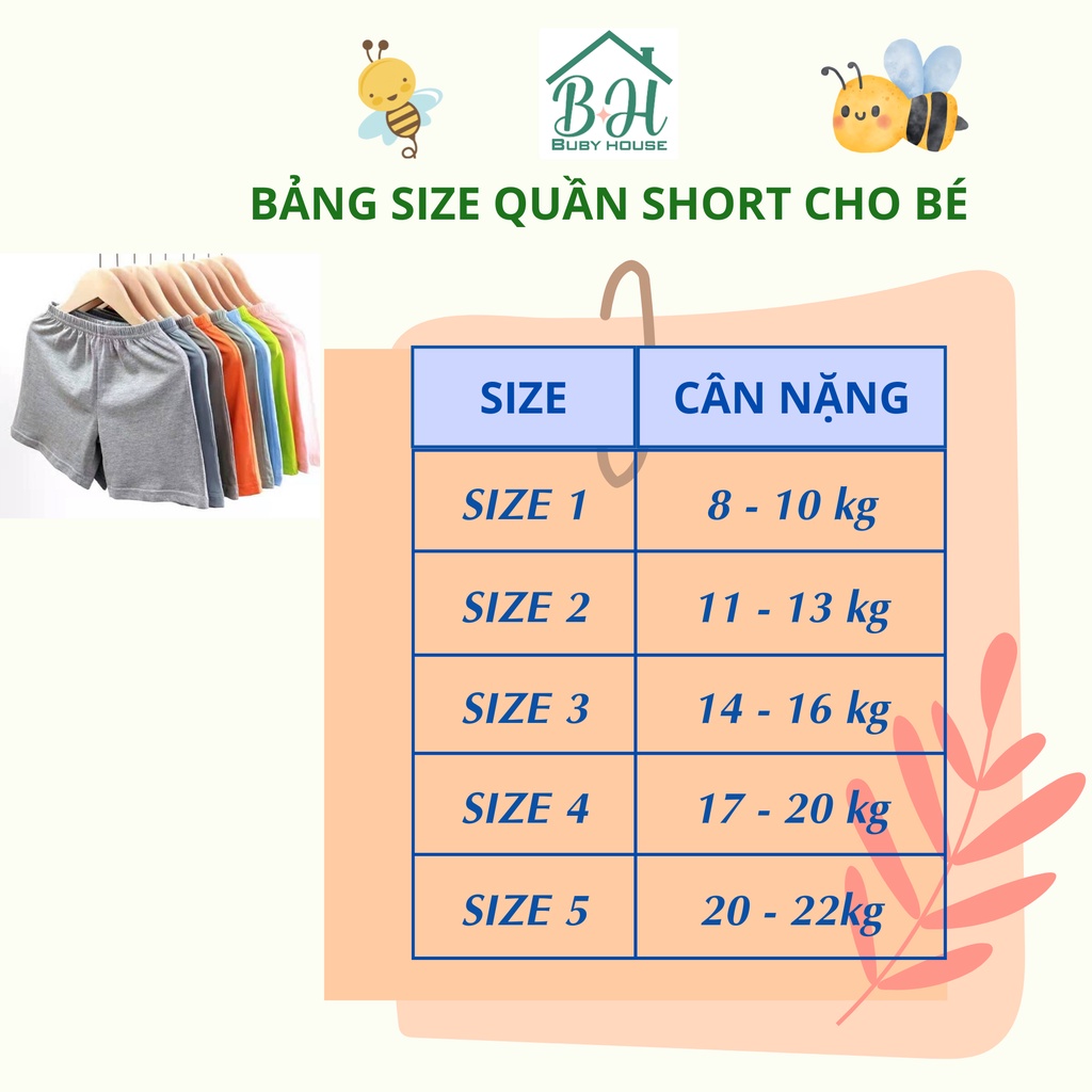 Quần đùi bé trai Buby House Q02, Quần short nam chất vải 100% cotton mềm mát đủ size cho bé từ 8 đến 22kg