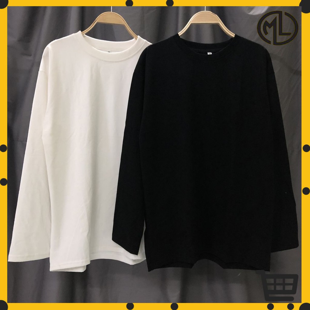 Áo thun tay dài nam form rộng unisex nam nữ vải thun dày dặn MAYLANSTORE