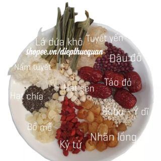 Tách lẻ nguyên liệu chè dưỡng nhan 10g. Date luôn mới.