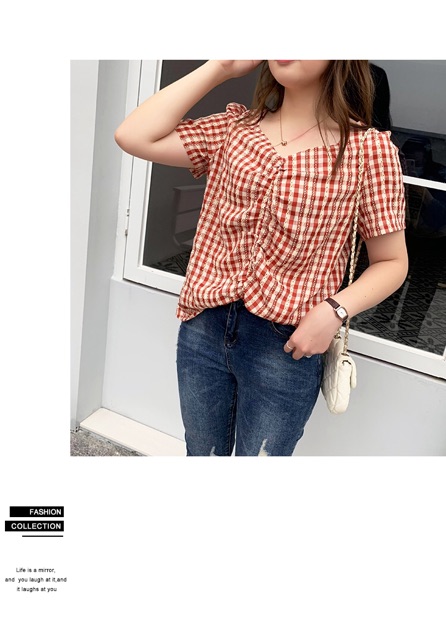 Áo sơ mi kiểu big size cao cấp nhún mặt trước tay ngắn size 65-100kg