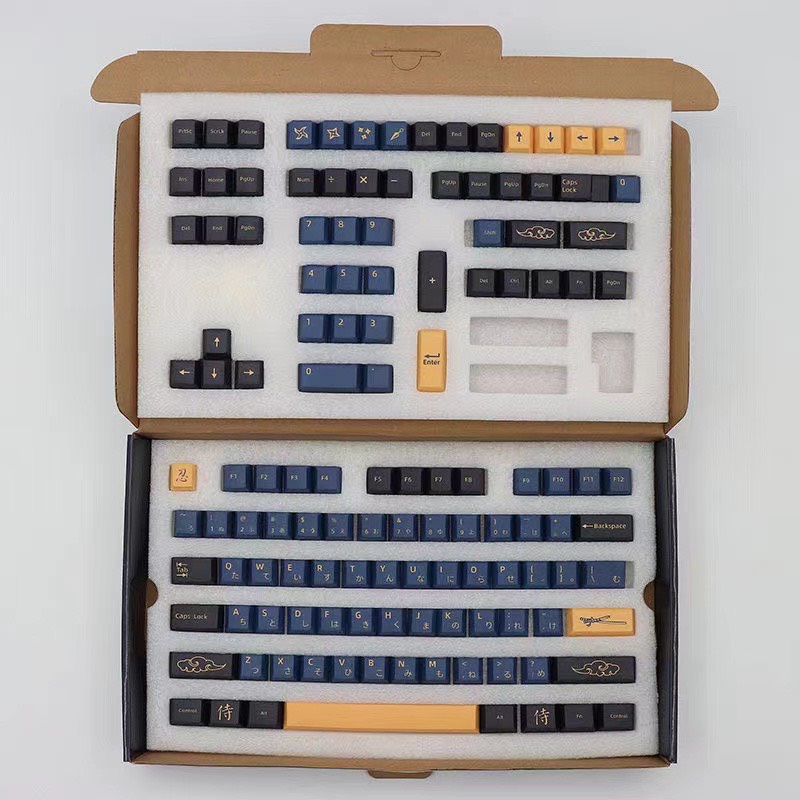 Keycap Cho Bàn Phím Cơ GMK Samurai Blue Thick PBT Cherry Profile 129 Phím của 88PC