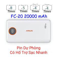 Pin Sạc Dự Phòng Arun FC20 Dung Lượng 20000mah,10000 mah-bảo hành 12 tháng sạc nhanh siêu bền