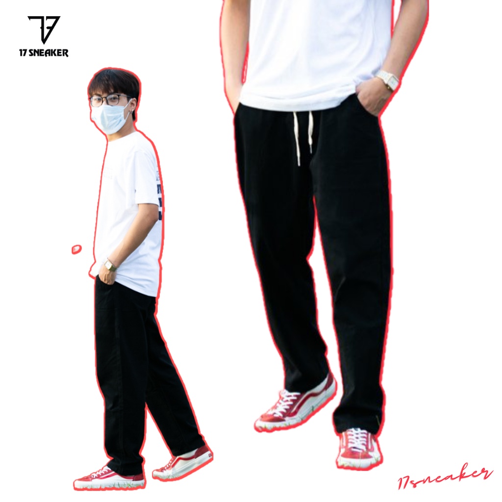 [Quần Đen Nhỏ Hơn Quần Xanh 1 Size] Quần Jean Light Blue - Dark Black Cạp Chun Có Dây Rút, Vài Denim