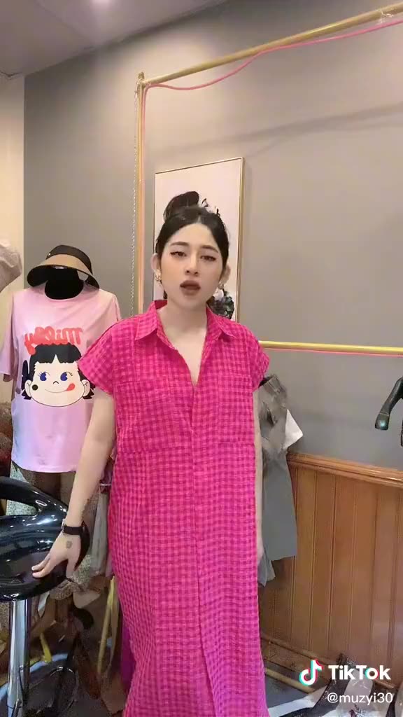 Váy babydoll , đầm bầu , váy bầu , đầm sơ mi dáng dài chất vải đũi cao cấp kẻ caro mềm mát không nhăn sịn xò cho chị em | BigBuy360 - bigbuy360.vn