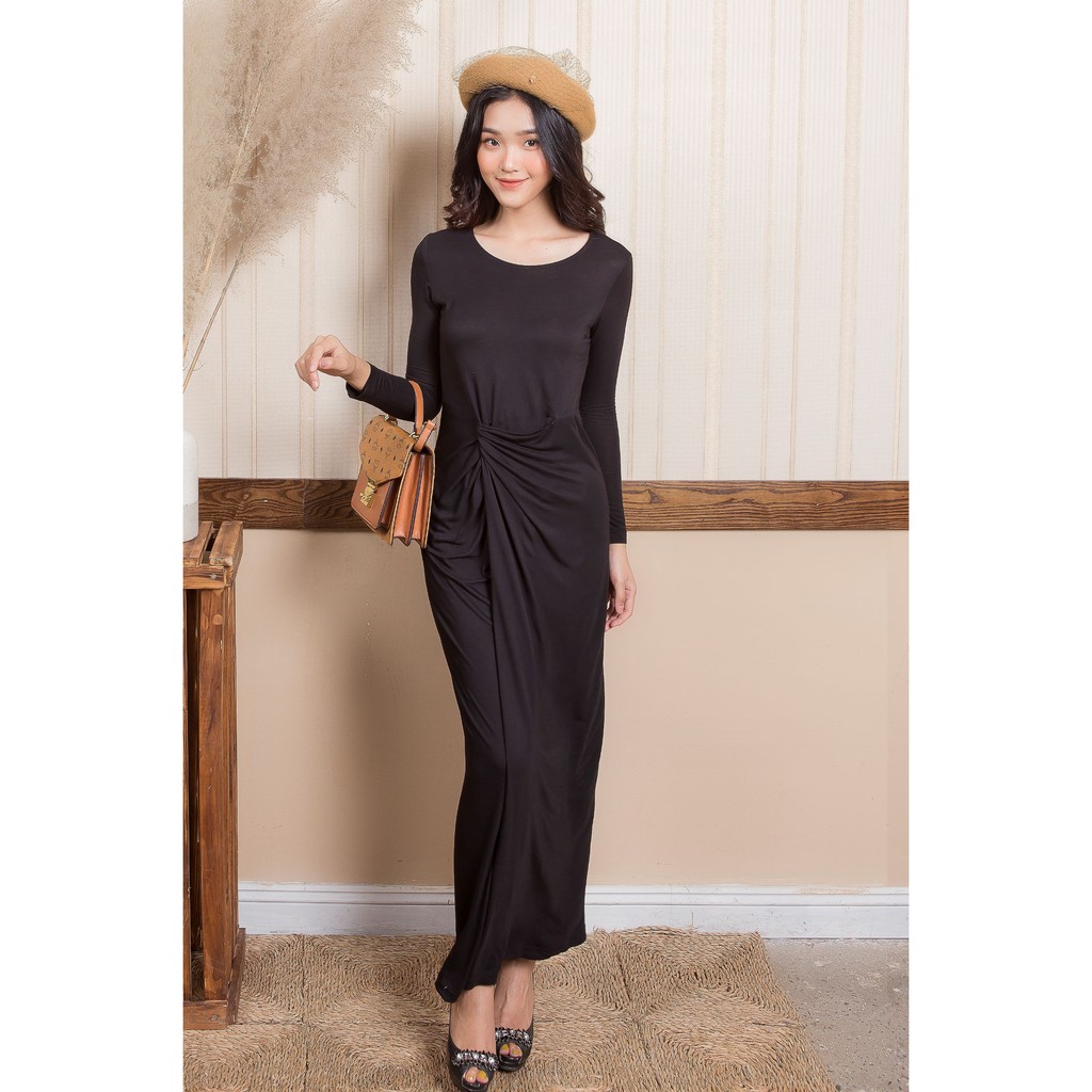 G beauty váy dáng dài nâu và đen