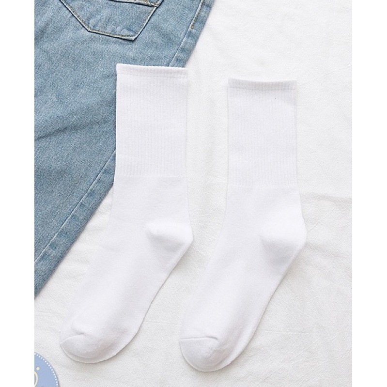 Tất (vớ) trơn cổ cao, hàng cotton mang thoải mái