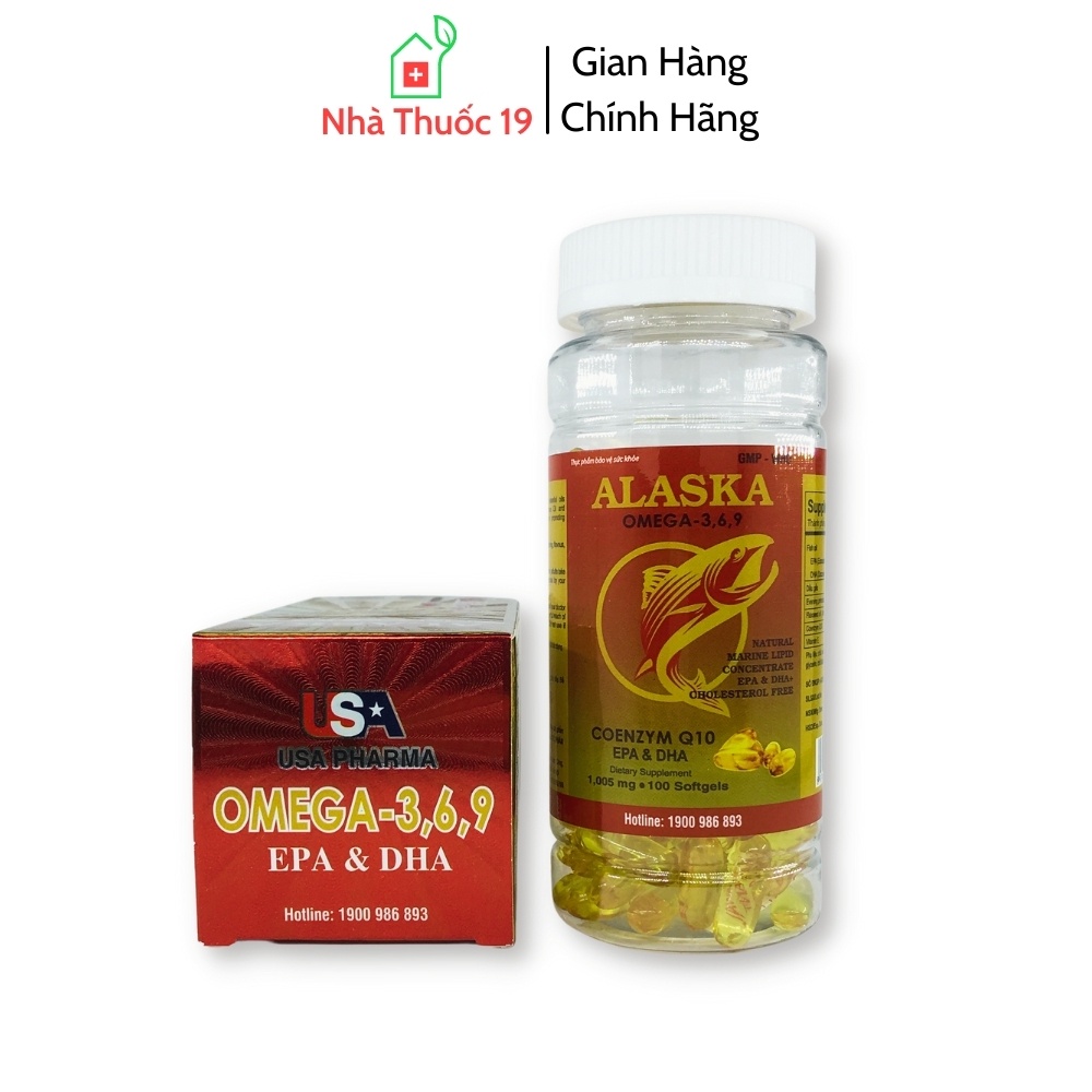 Viên Dầu Cá Alaska Omega 3 6 9 Coenzym Q10 USA Bổ Não, Sáng Mắt, Khỏe Mạnh Tim Mạch, Tăng Cường Trí Nhớ (Lọ 100 Viên)