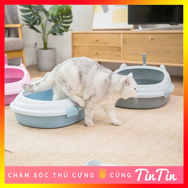 Khay Vệ Sinh Cho Mèo Size Nhỏ - Chậu Cát Mèo Hình Tai Mèo Dễ Thương #Tintin Pet Store