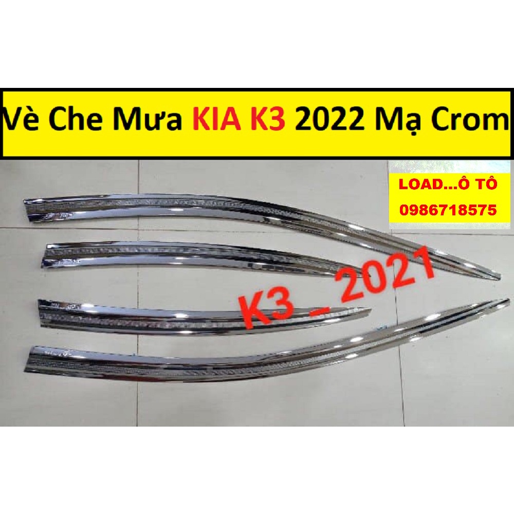 Vè Che Mưa, Rãnh Che Mưa Xe KIA K3 2022 Mạ Crom Hàn Quốc Cao Cấp