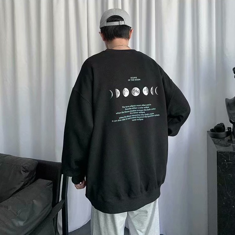 Áo Thun Nỉ Hàn Quốc Phối Họa Tiết 4 Màu Cho Nam Nữ M-3Xl