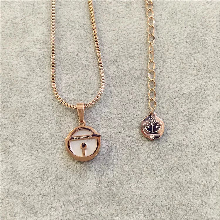 Vòng cổ ngắn bằng thép titanium mạ vàng hồng mặt Doraemon đáng yêu phong cách Nhật Bản thời trang dễ phối đồ cho nữ
