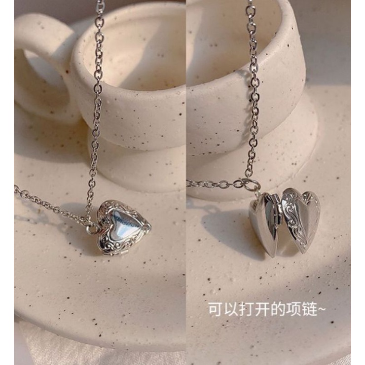 Dây chuyền sliver mặt trái tim nắp mở nhỏ nhắn xinh lắm các nàng nhá