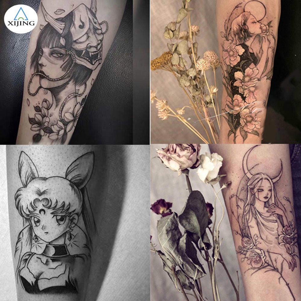 Miếng Dán Giả Hình Xăm Chống Thấm Nước Màu Tối Phong Cách Nhật Bản Đẹp Mắt