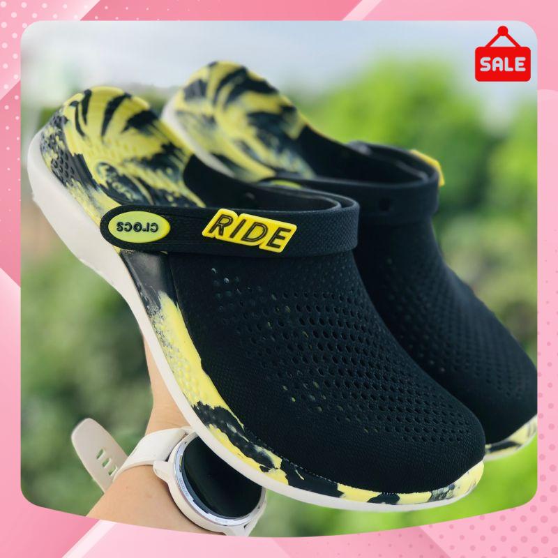 Dép Cross Literide 360 🎁 FREESHIP + Hàng loại 1 + Hộp 🎁 giày sục sandal Crocs quai ngang bít đầu nam nữ, loang đen