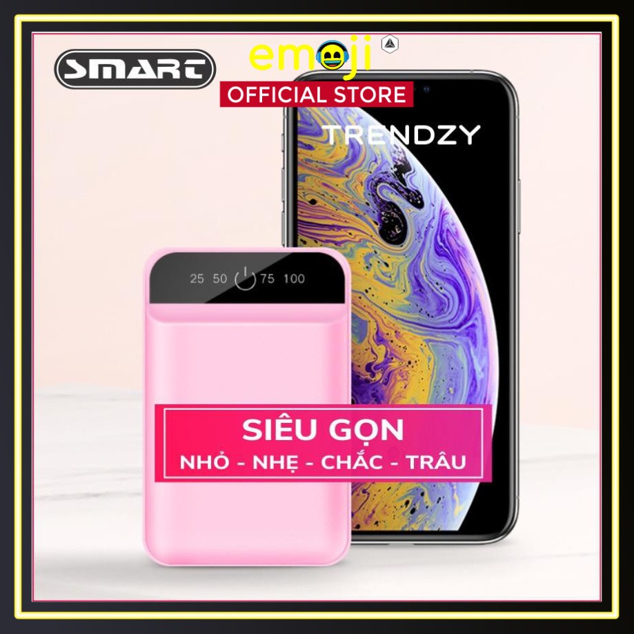 Sạc Dự Phòng Mini 10000mAh SMART POWERBANK, 2 Cổng Sạc 2A/5V | Công nghệ ASIC thông minh