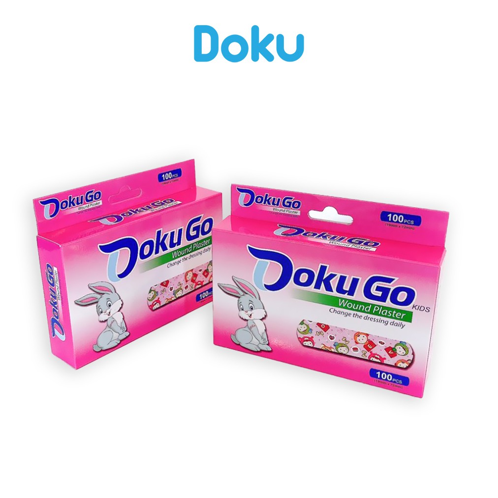 Băng keo cá nhân họa tiết DOKUGO - Hộp 100 miếng dễ thương