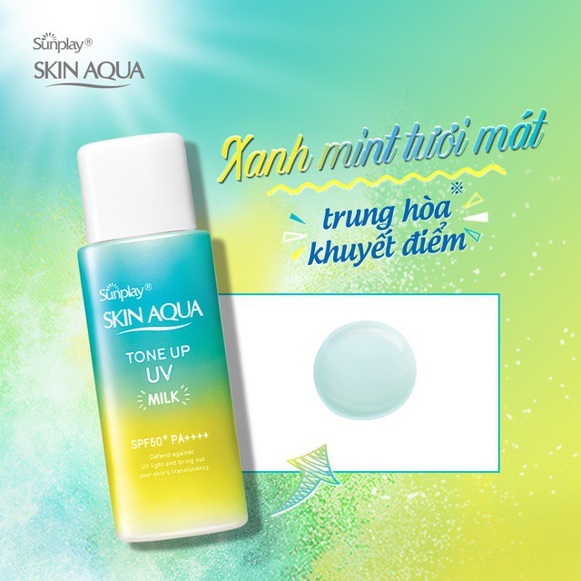 [Mã FMCGMALL -8% đơn 250k] Sữa chống nắng kiềm dầu nâng tông Sunplay Skin Aqua Tone Up UV Milk 50g