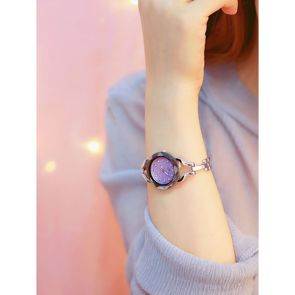 Đồng hồ đeo tay nữ BEE SISTER BS02 chính hãng dây kim loại mặt 3D thiết kế đơn giản cá tính dẫn đầu xu hướng 2020