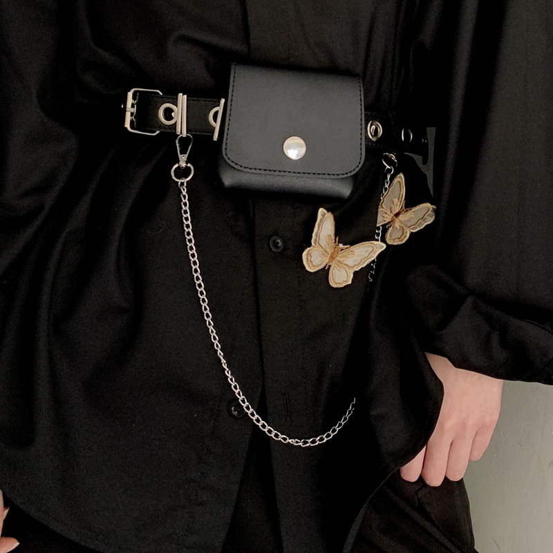 Thắt lưng phối xích và túi đựng đồ phong cách punk 22580