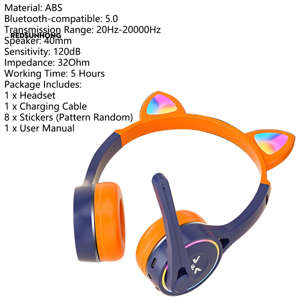 Tai Nghe Bluetooth Không Dây Hình Tai Mèo 3D Thời Trang Cho Điện Thoại